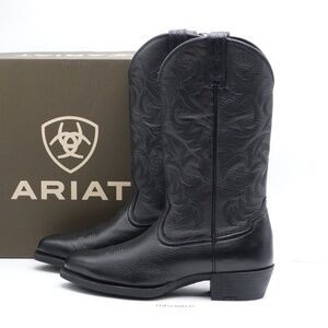 NEW Size 9 WIDE 2E Men's ARIAT Heritage Western R Toe Boots 10002218 Black